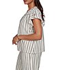 Ruby Rd. Textured Stripe Split V-Neck Short Flutter Sleeve Coordinating Top - Image 4