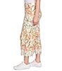 Ruby Rd. Coordinating Tropical Fern Pattern Embroidered Lace Scallop Edge Wide-Leg Pull-On Crop Pants, Color:Peach Multi - Image 3
