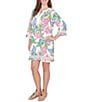 Ruby Rd. Tropical Floral Split V-Neck 3/4 Sleeve Shift Dress - Image 4