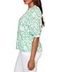 Ruby Rd. Tropical Floral Split V-Neck Elbow Sleeve Top - Image 4