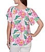 Ruby Rd. Tropical Floral V-Neck Short Flutter Sleeve Top - Image 2