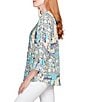 Color:Aruba Blue Multi - Image 3 - Tropical Mixed Print V-Neck Roll-Tab Sleeve Pleated Front Blouse
