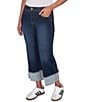 Ruby Rd. Ultra-Soft Denim Rolled Hem Wide Leg Jeans, Color:Dark Indigo - Image 4