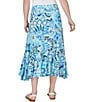 Color:Capri Multi - Image 2 - Utopia Floral Print Woven Rayon Flowy Hem Elastic Waist Pull-On A-Line Skirt