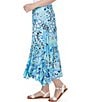 Color:Capri Multi - Image 3 - Utopia Floral Print Woven Rayon Flowy Hem Elastic Waist Pull-On A-Line Skirt
