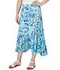 Color:Capri Multi - Image 4 - Utopia Floral Print Woven Rayon Flowy Hem Elastic Waist Pull-On A-Line Skirt