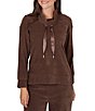 Ruby Rd. Velveteen Cowl Neck Long Sleeve Pullover - Image 1