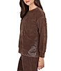 Ruby Rd. Velveteen Satin Inset Crew Neck Long Sleeve Top - Image 3