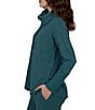 Ruby Rd. Waffle Knit Drawstring Draped Cowl Neck Long Sleeve Top - Image 6