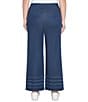 Ruby Rd. Wide-Leg Fringe Tiered Hem Pull-On Denim Ankle Jeans, Color:Dark Indigo - Image 2