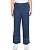 Ruby Rd. Wide-Leg Fringe Tiered Hem Pull-On Denim Ankle Jeans, Color:Dark Indigo - Image 4