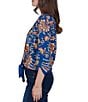 Ruby Rd. Woven Floral Vines V-Neck 3/4 Sleeve Top - Image 3