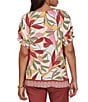 Ruby Rd. Woven Sedona Scoop Neck Short Elasticated Sleeve Top - Image 2