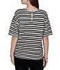 Ruby Rd. Woven Stripe Scoop Neck Short Fringe Sleeve Top - Image 2