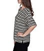 Ruby Rd. Woven Stripe Scoop Neck Short Fringe Sleeve Top - Image 4