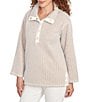 Ruby Rd. ZIG-Zag High Mock Neck Long Sleeve Knit Top, Color:Biscotti/Ivory Combo - Image 1
