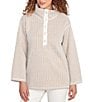 Ruby Rd. ZIG-Zag High Mock Neck Long Sleeve Knit Top, Color:Biscotti/Ivory Combo - Image 4
