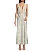 Rumored Satin Floral Print Plunging V-Neck Venice Maxi Dress, Color:Bluebell - Image 1