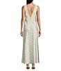 Rumored Satin Floral Print Plunging V-Neck Venice Maxi Dress, Color:Bluebell - Image 2