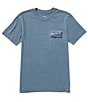 Color:Industrial Blue - Image 2 - Big Boys 8-20 Short Sleeve Sharp Split Graphic T-Shirt