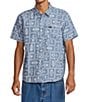 RVCA Frame Short Sleeve Printed Woven Chambray Shirt, Color:Vintage Navy - Image 1