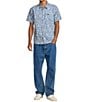 RVCA Frame Short Sleeve Printed Woven Chambray Shirt, Color:Vintage Navy - Image 4