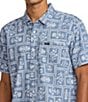 RVCA Frame Short Sleeve Printed Woven Chambray Shirt, Color:Vintage Navy - Image 5