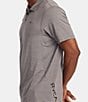 Color:Heather Grey Stripe - Image 3 - Short Sleeve Sport Vent Polo Shirt