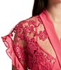 Color:Azalea - Image 4 - Charming Embroidered Lace Short Wrap Robe
