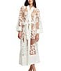 Color:Ivory - Image 1 - Charming Long Sleeve Embroidered Coordinating Robe