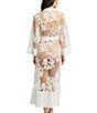 Color:Ivory - Image 2 - Charming Long Sleeve Embroidered Coordinating Robe