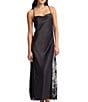 Color:Black - Image 1 - Darling Sweetheart Neck Crisscross Back Detailed Lace Slip Nightgown