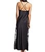 Color:Black - Image 2 - Darling Sweetheart Neck Crisscross Back Detailed Lace Slip Nightgown