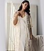 Color:Champagne - Image 4 - Embroidered 3/4 Sleeve Kiss Robe