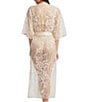 Color:Champagne - Image 2 - Embroidered 3/4 Sleeve Kiss Robe