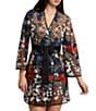 Color:Celestial Mix - Image 1 - Georgia Floral Embroidered Long Sleeve Coordinating Wrap Robe