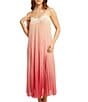 Rya Collection Ombre Pleated Lace Trim Gown, Color:Sunset - Image 4