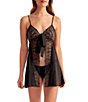 Rya Collection Opera Sleeveless V-Neck Embroidered Netting Chiffon Tie-Front Babydoll Set - Image 1