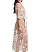 Rya Collection Stunning Coordinating 3/4 Sleeve Embroidered Robe, Color:Sepia Rose - Image 2