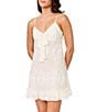 Rya Collection Tidal Sleeveless V-Neck Chiffon & Embroidered Netting Ruffled Hem Bridal Chemise - Image 1
