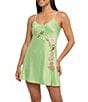 Color:Green Apple - Image 1 - Valencia Satin Floral Embroidered Chemise