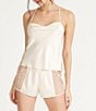 Color:Champagne - Image 1 - Charmeuse Lace Solid Camisole and Short Pajama Set