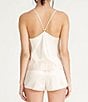 Color:Champagne - Image 2 - Charmeuse Lace Solid Camisole and Short Pajama Set