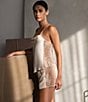 Color:Champagne - Image 3 - Charmeuse Lace Solid Camisole and Short Pajama Set