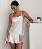 Color:Ivory - Image 4 - Charmeuse Lace Solid Camisole and Short Pajama Set