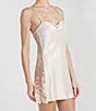 Color:Champagne - Image 1 - Lace Charmeuse Cowl Neck Sleeveless Solid Chemise