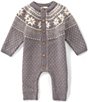 Rylee + Cru Baby Boys Fair Isle Slate Romper - Image 1