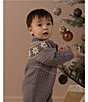 Rylee + Cru Baby Boys Fair Isle Slate Romper - Image 3