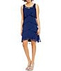 Color:Navy - Image 3 - Beaded Round Neck Short Sleeve Tiered 2-Piece Jacket Dress