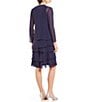 Ignite Evenings Sequin Detail Scoop Neck Long Sleeve Chiffon Tiered 2-Piece Jacket Dress, Color:Sapphire - Image 2